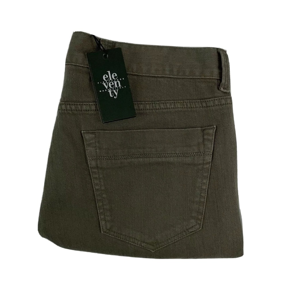 Eleventy Olive Green Cotton Mens 5 Tasche Baggy Jeans Size 33x26 NWD